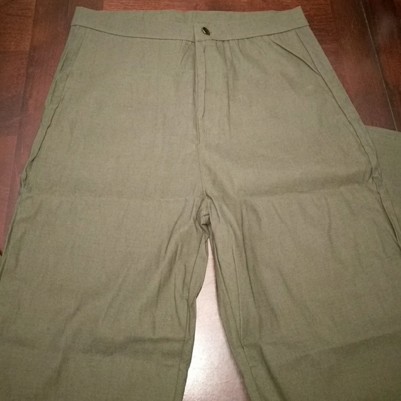 Olive High Waist Trousers - Picture 3 of 6